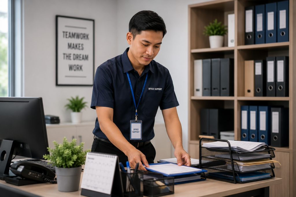 Office Boy / Office Support Tenaga pendukung operasional kantor yang membantu menjaga kebersihan, kerapihan, serta mendukung aktivitas administrasi harian agar operasional perusahaan berjalan lebih efisien